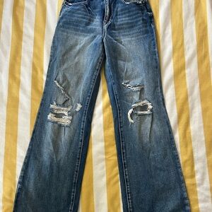 Petra Fashions Classic Blue Distressed Flare Jeans